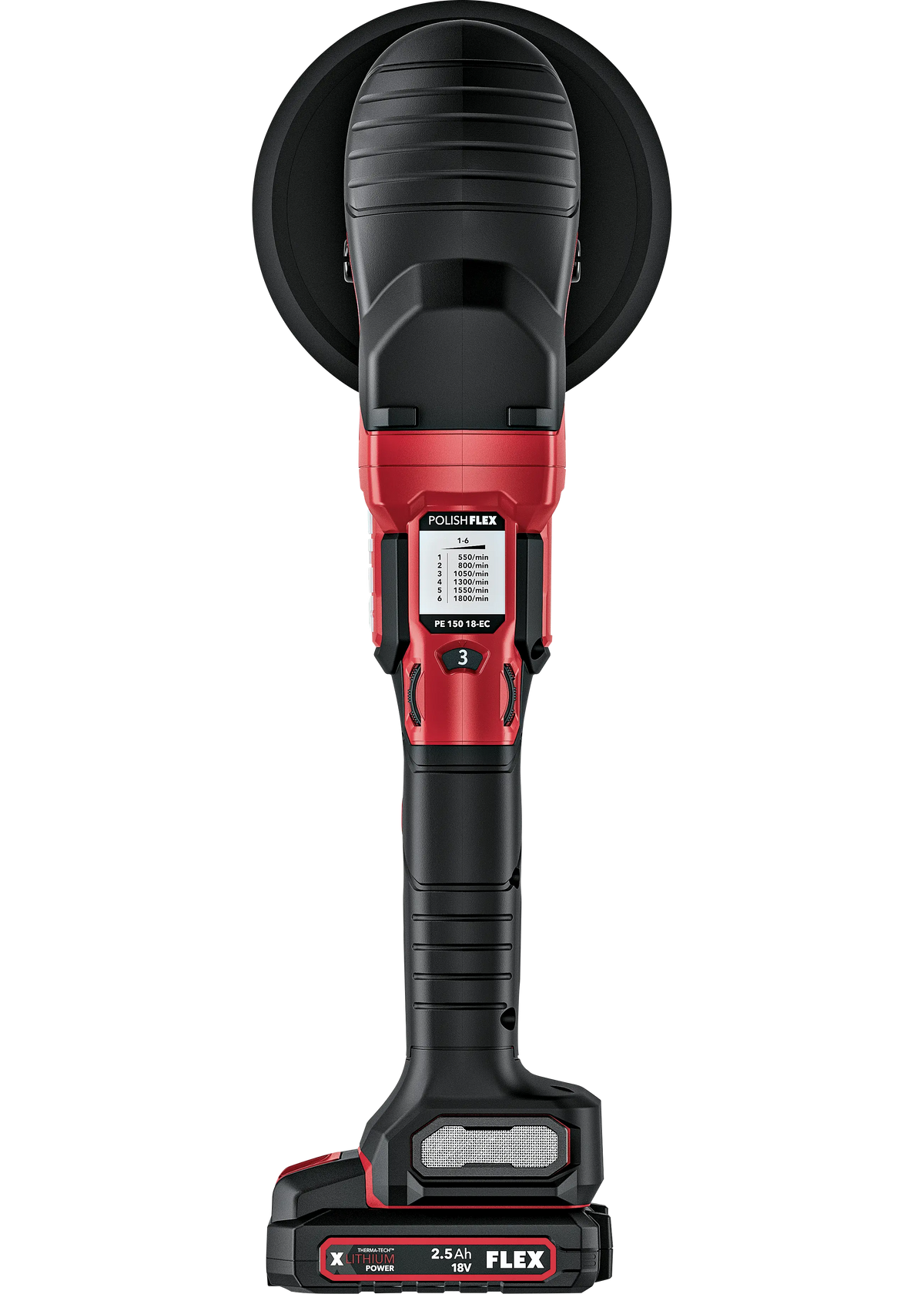 FLEX PE 2 18-EC C polisher top view detail