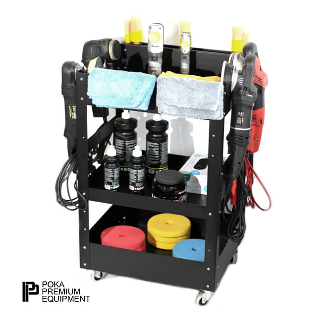 Poka Premium Pro Detailing Trolley 3 Shelves