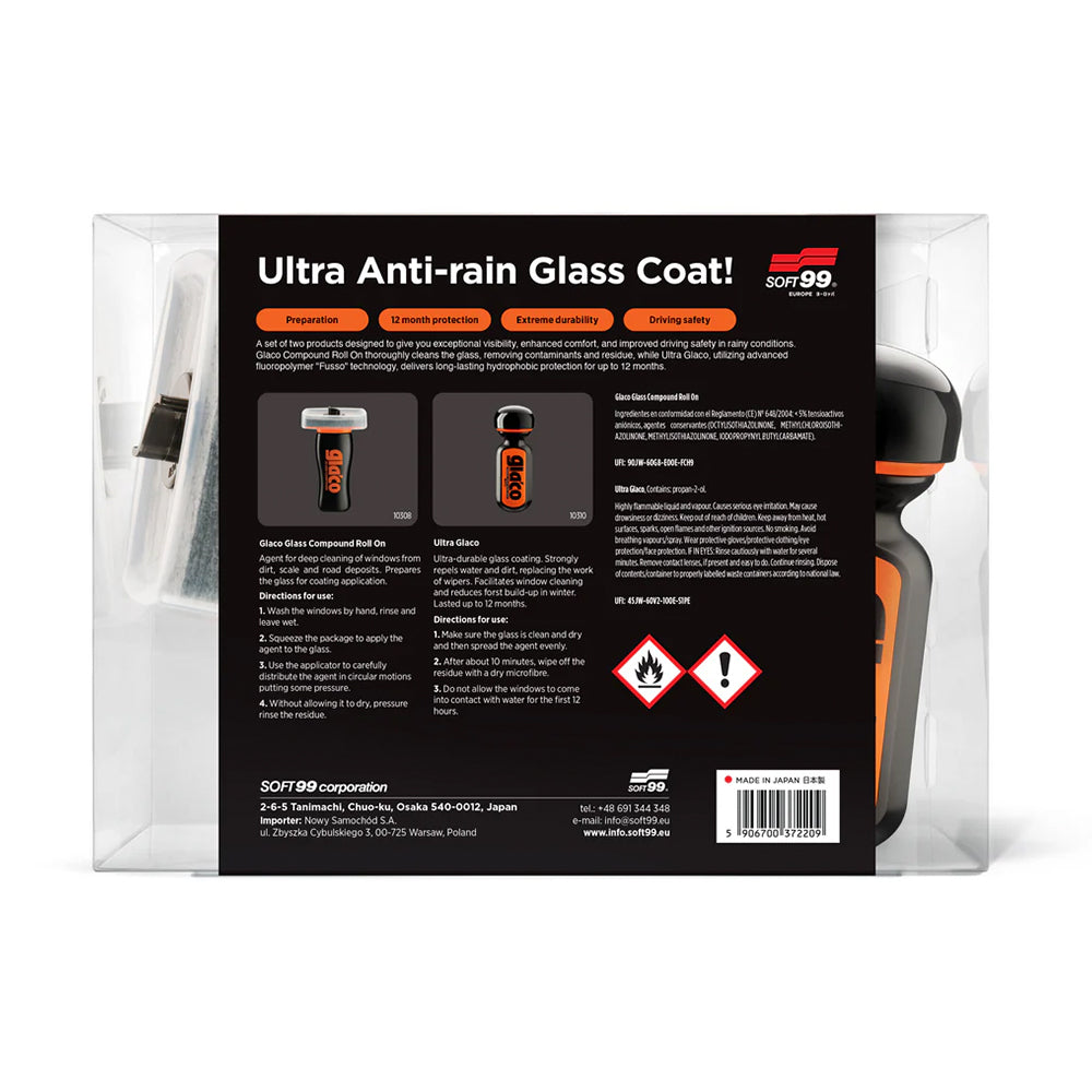 Soft99 Ultra Glaco & Glass Compound Roll On Kit | 12-Month Glass Protection Bundle