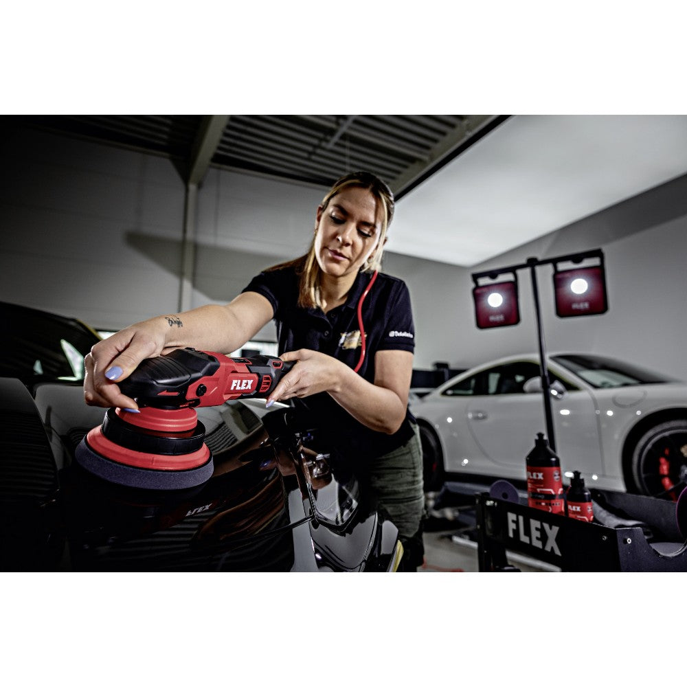 FLEX XFE 2 15 14-EC C in use polishing a car panel