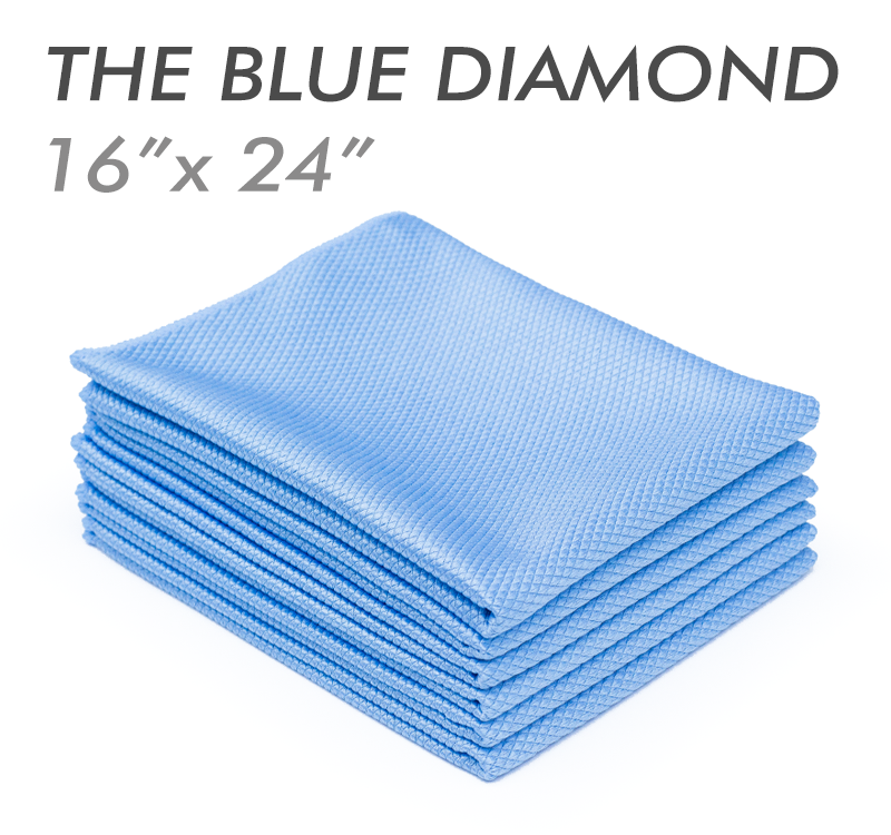 The Rag Company Diamond Weave Glass & Window Towel 16 X 24 - Blue