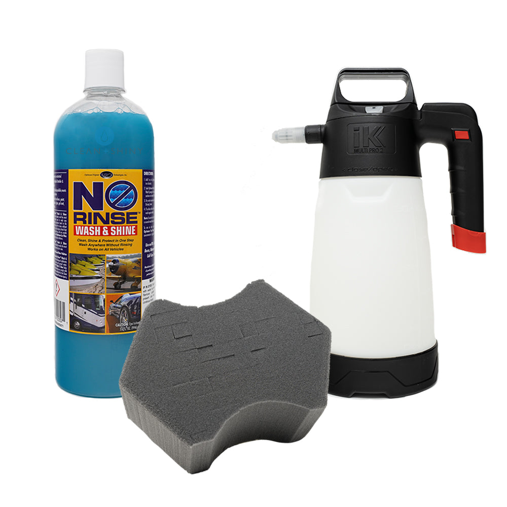 IK Sprayer Multi Pro 2 + Optimum No Rinse 946ml + The Rag Company Ultra Black Sponge Kit
