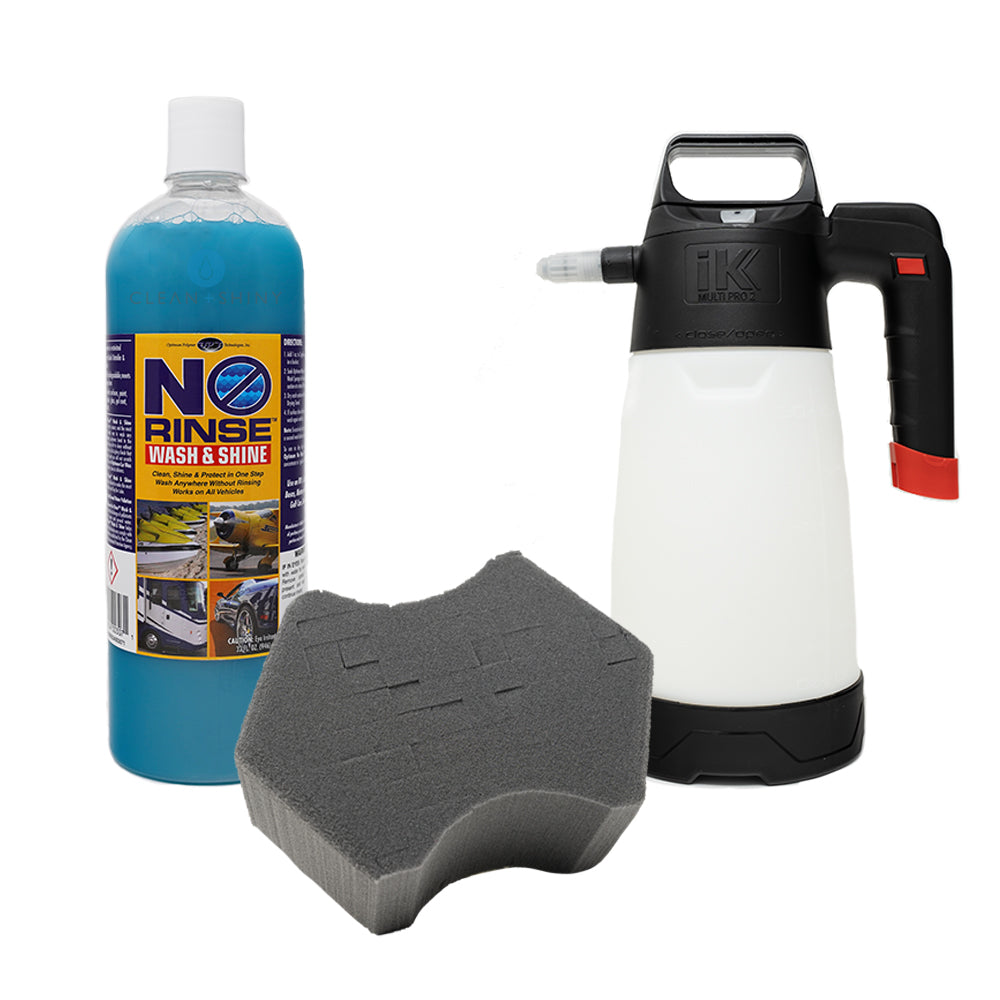 Optimum No Rinse 946ml + IK Sprayer Multi Pro 2 + The Rag Company Ultra Safe Sponge Kit
