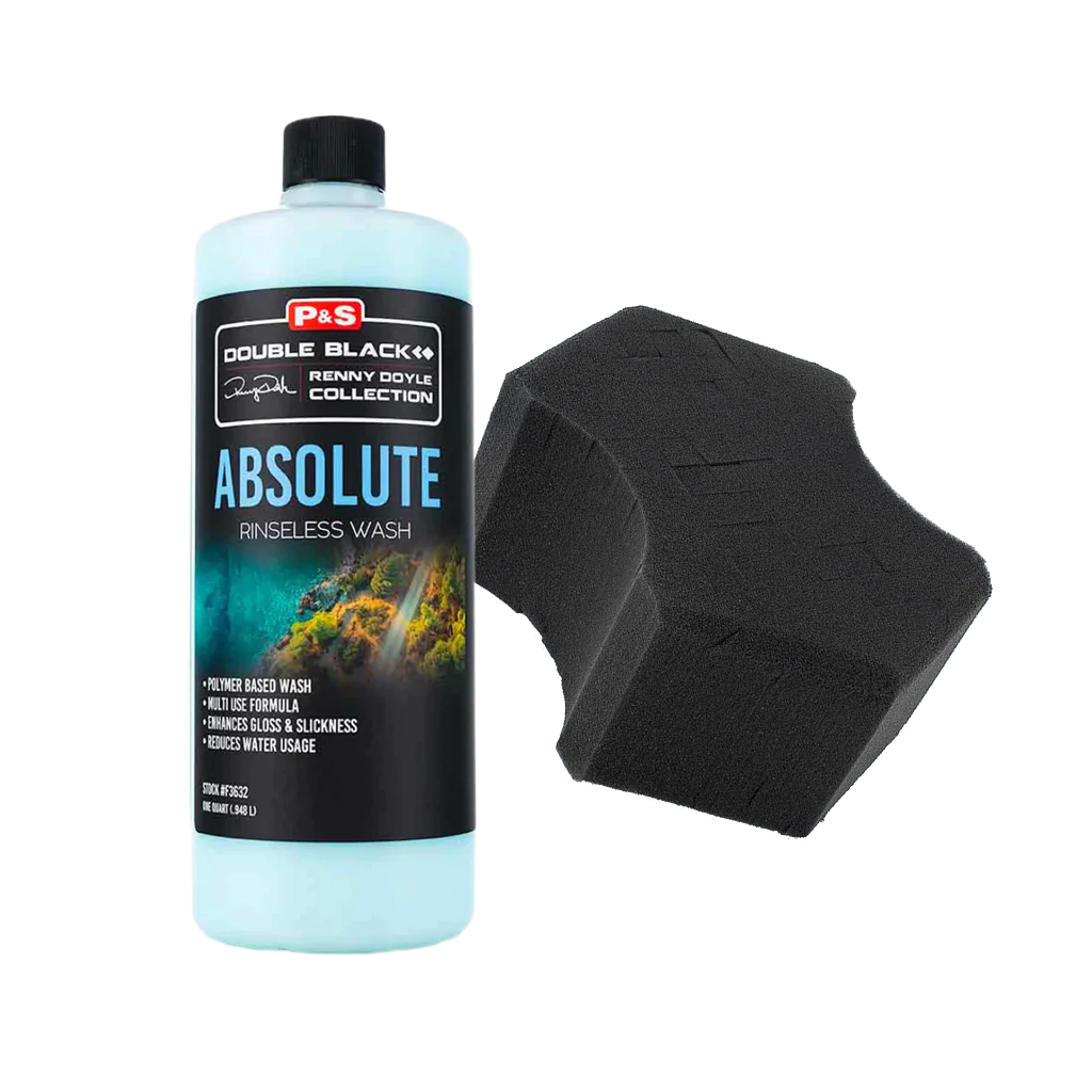 P&S Absolute Rinseless Wash 948ml + The rag Company Ultra Black Sponge Kit