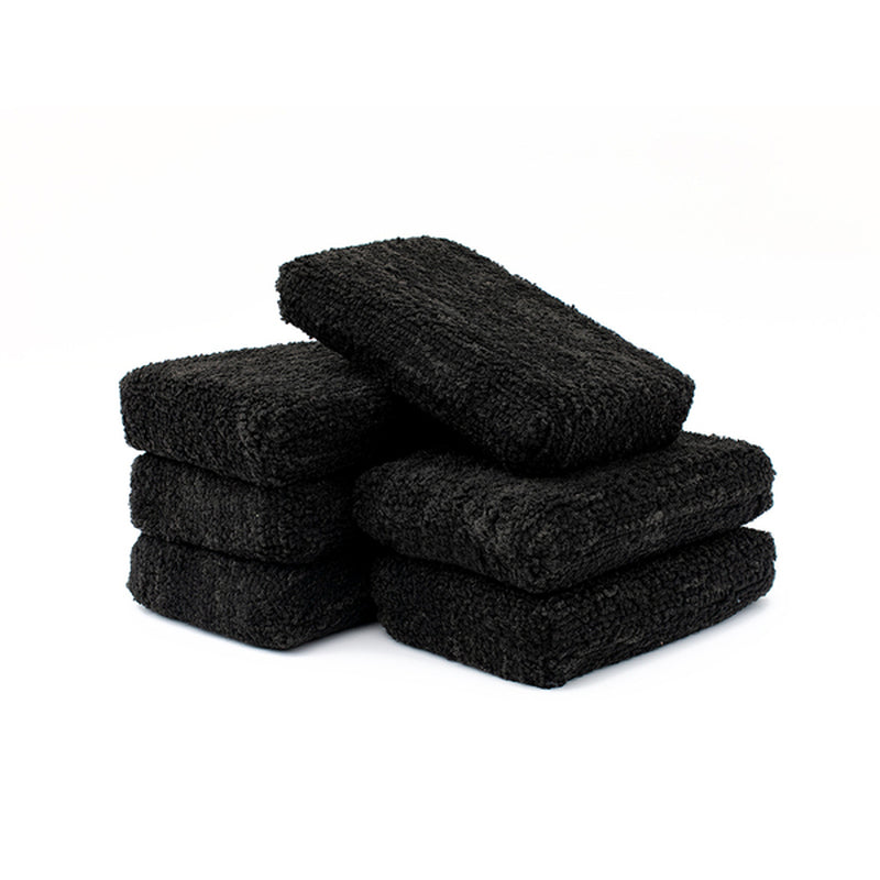 The Rag Company 3" x 5" Microfiber Terry Detailing Sponge Applicator - Black