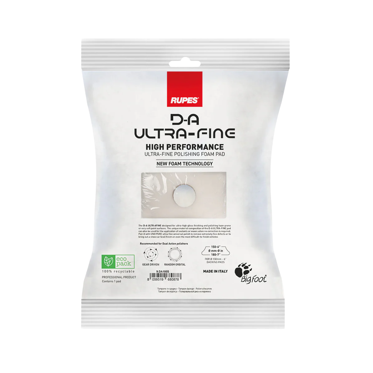 Rupes D-A Ultra Fine High Performance Polishing Foam Pad White 150mm (5")