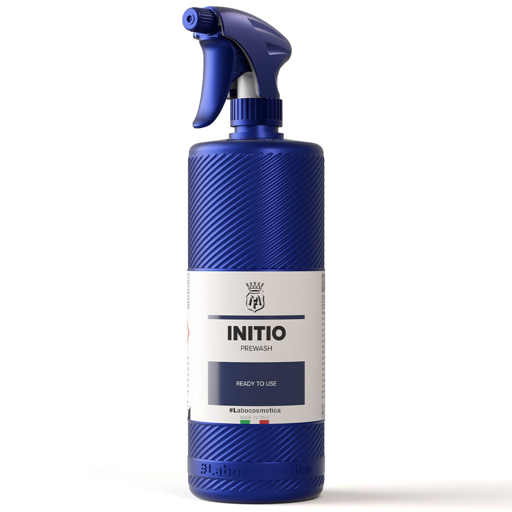 Blue spray bottle labeled 'Initio' on a white background