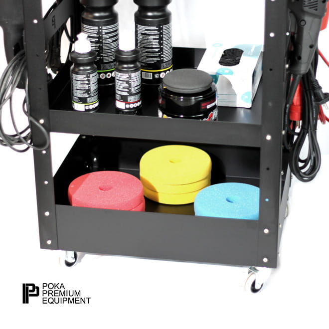 Poka Premium Pro Detailing Trolley 3 Shelves