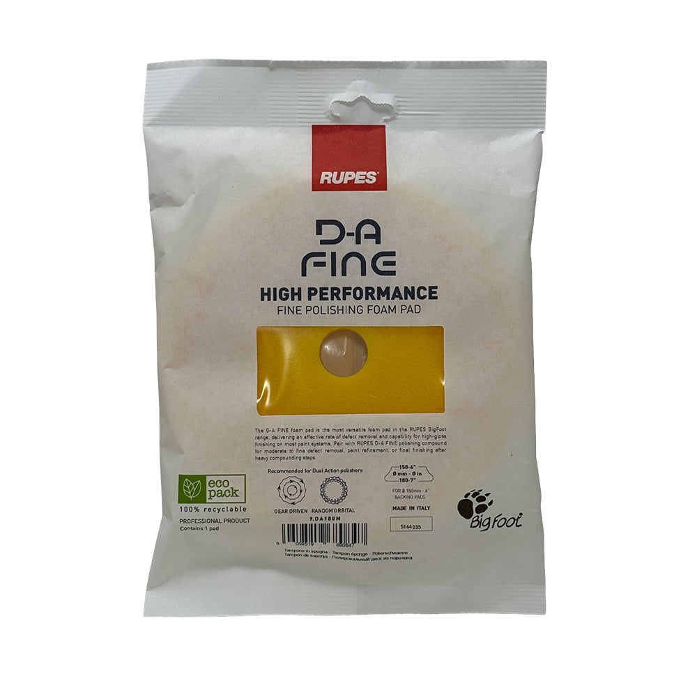 Rupes D-A Fine High Performance Fine Finishing Foam Pad Yellow 180mm