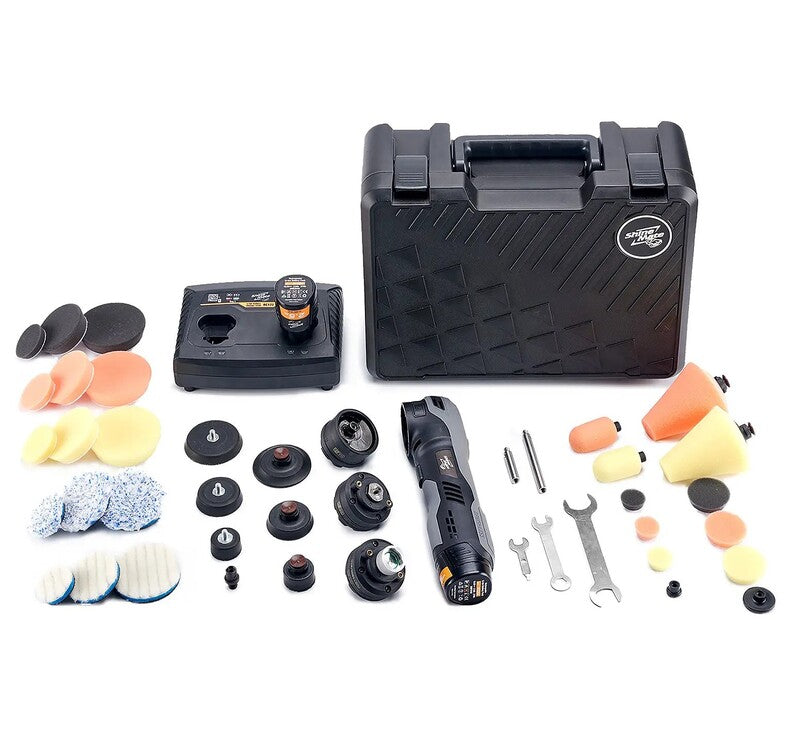 ShineMate EB210 Cordless Dual Action & Rotary Polisher Kit – Multi-Function Mini DA