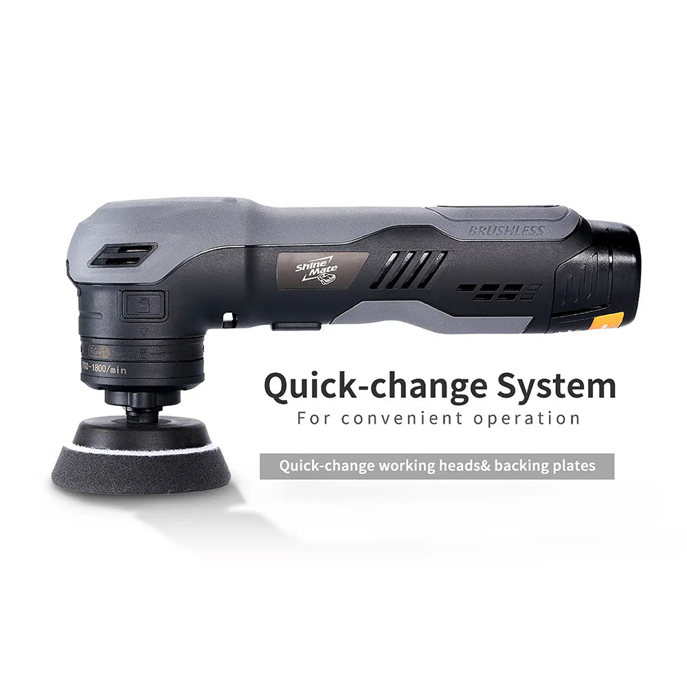 ShineMate EB210 Cordless Dual Action & Rotary Polisher Kit – Multi-Function Mini DA