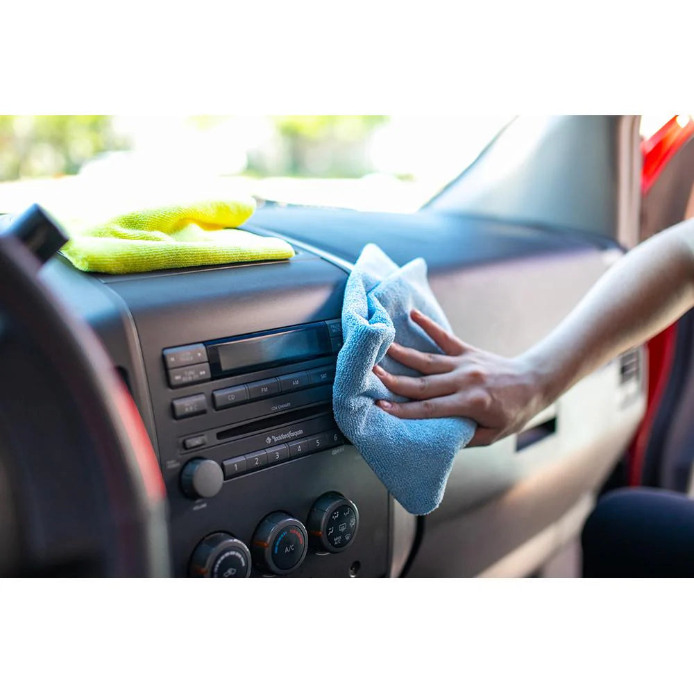 The Rag Company Edgeless 300 All-Purpose 16 x 16 70/30 Microfiber Terry Towel - Light Blue