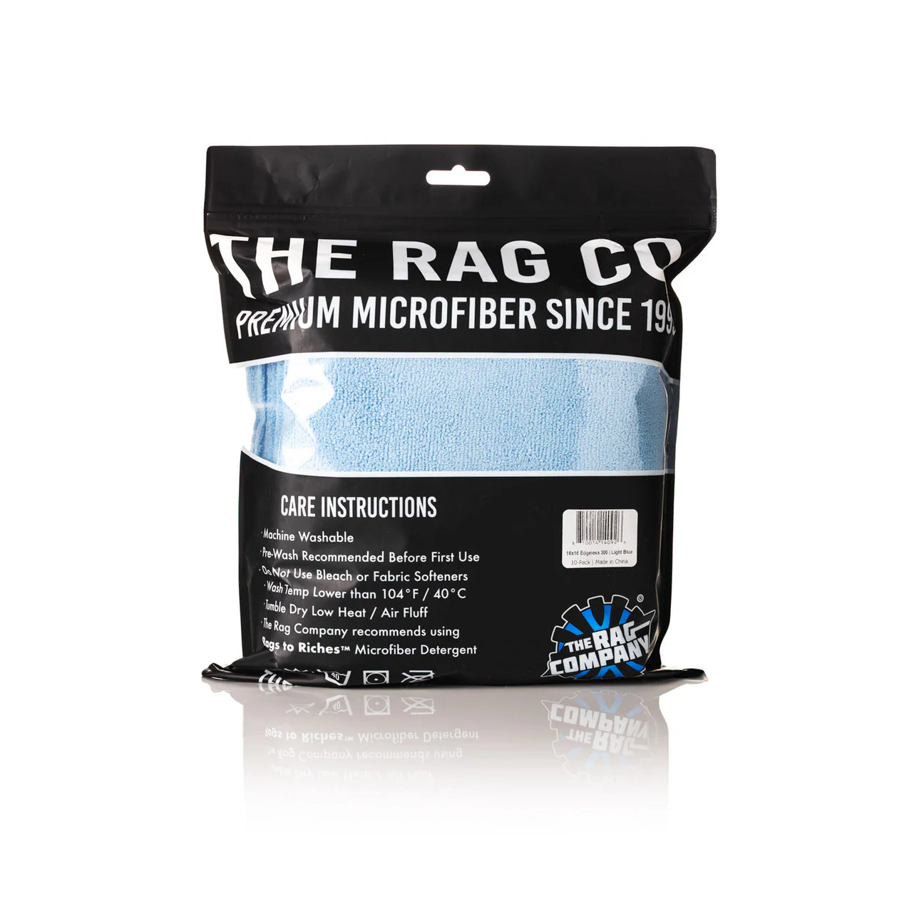 The Rag Company Edgeless 300 All-Purpose 16 x 16 70/30 Microfiber Terry Towel - Light Blue