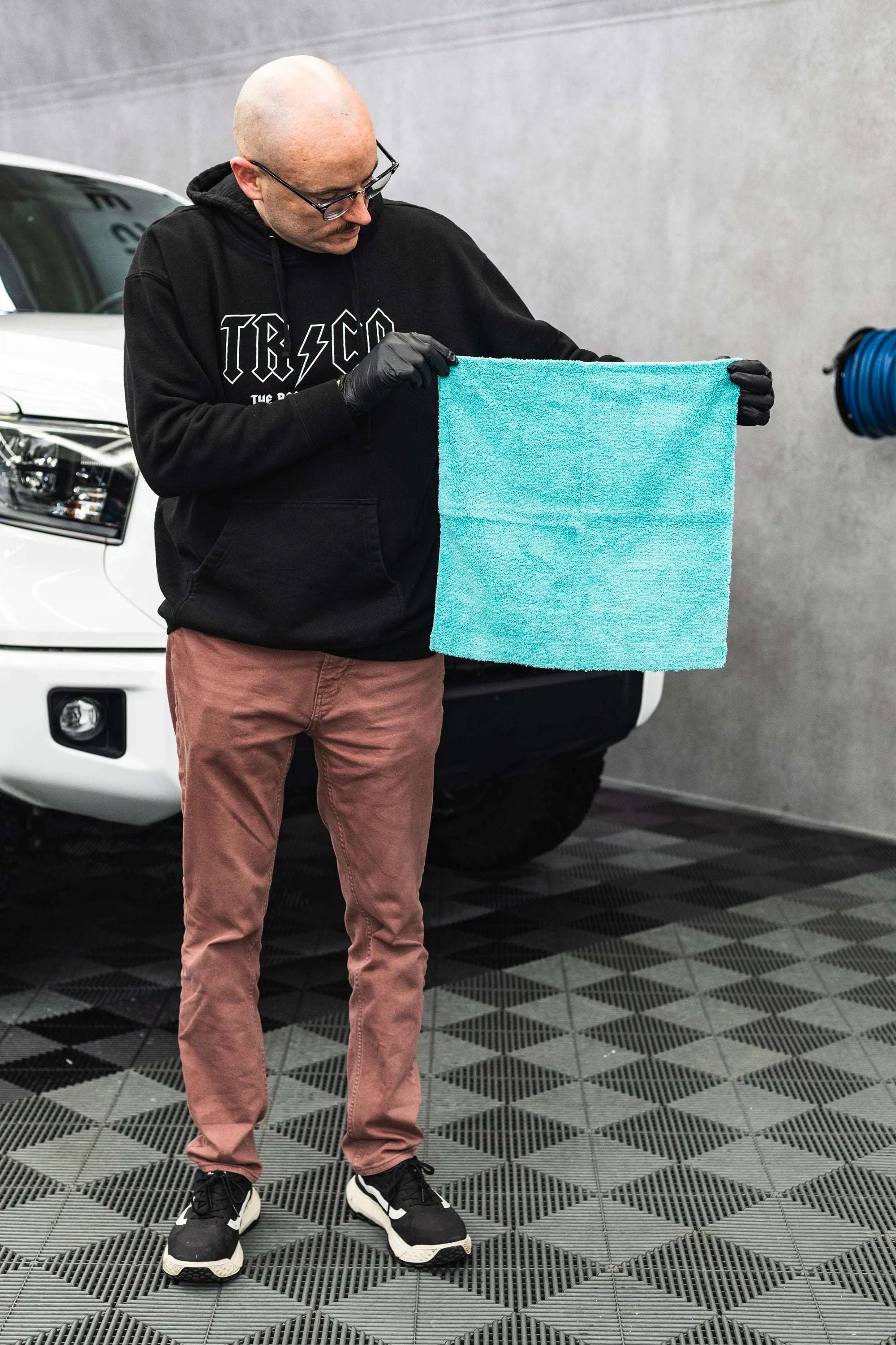 The Rag Company Creature Edgeless 16 x 16 70/30 All Purpose Microfiber Towel - TEAL