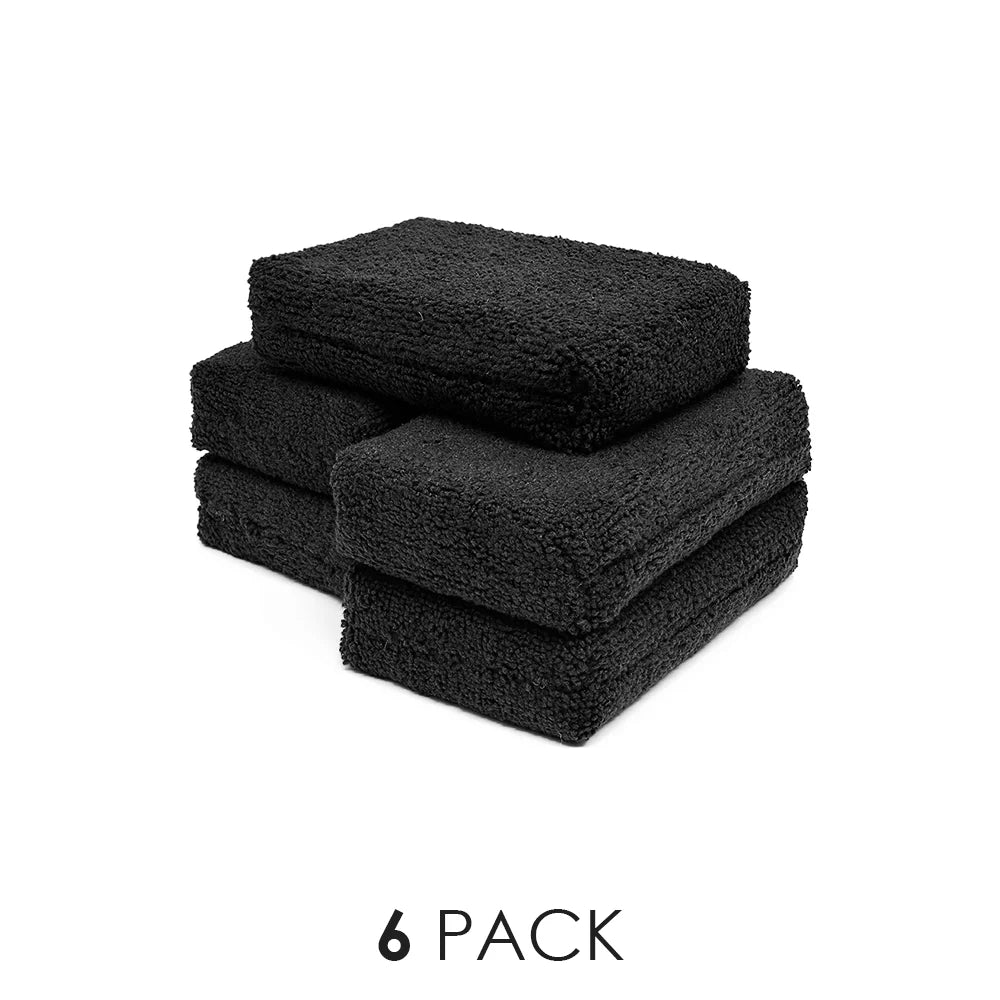 The Rag Company 3" x 5" Microfiber Terry Detailing Sponge Applicator - Black