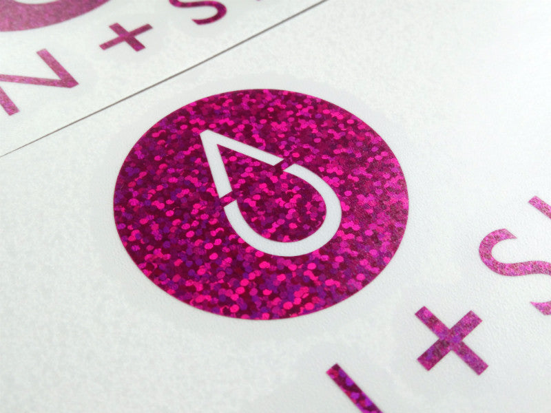 Clean and Shiny Raspberry Sequin Cut Vinyl Stickers - Various Sizes